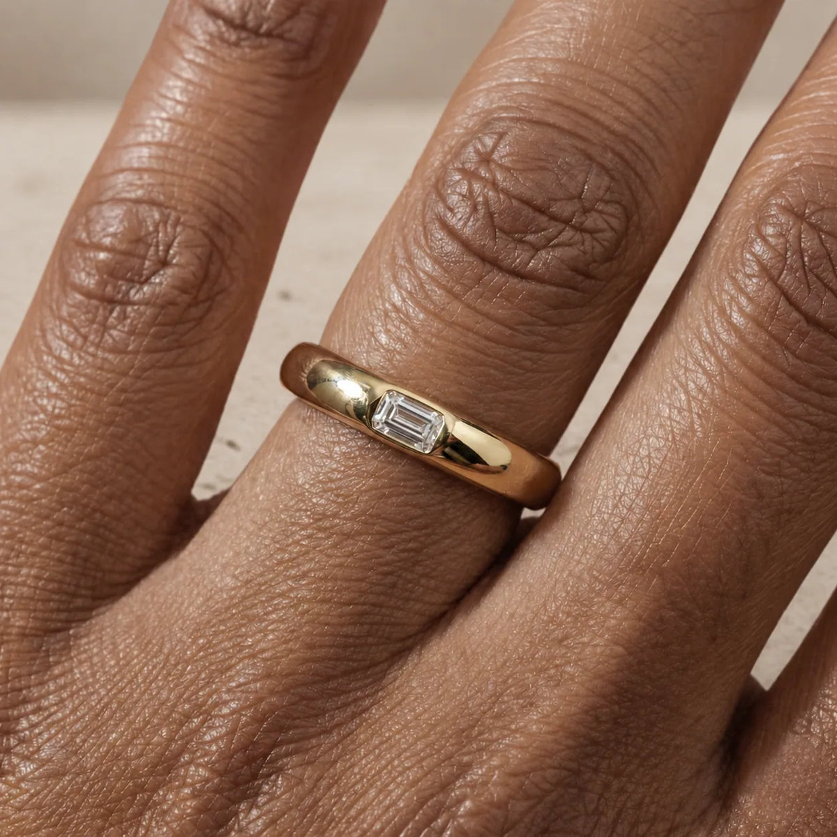 0.50 CT Emerald Lab-Grown Diamond East-West Flush-Set Wedding Band