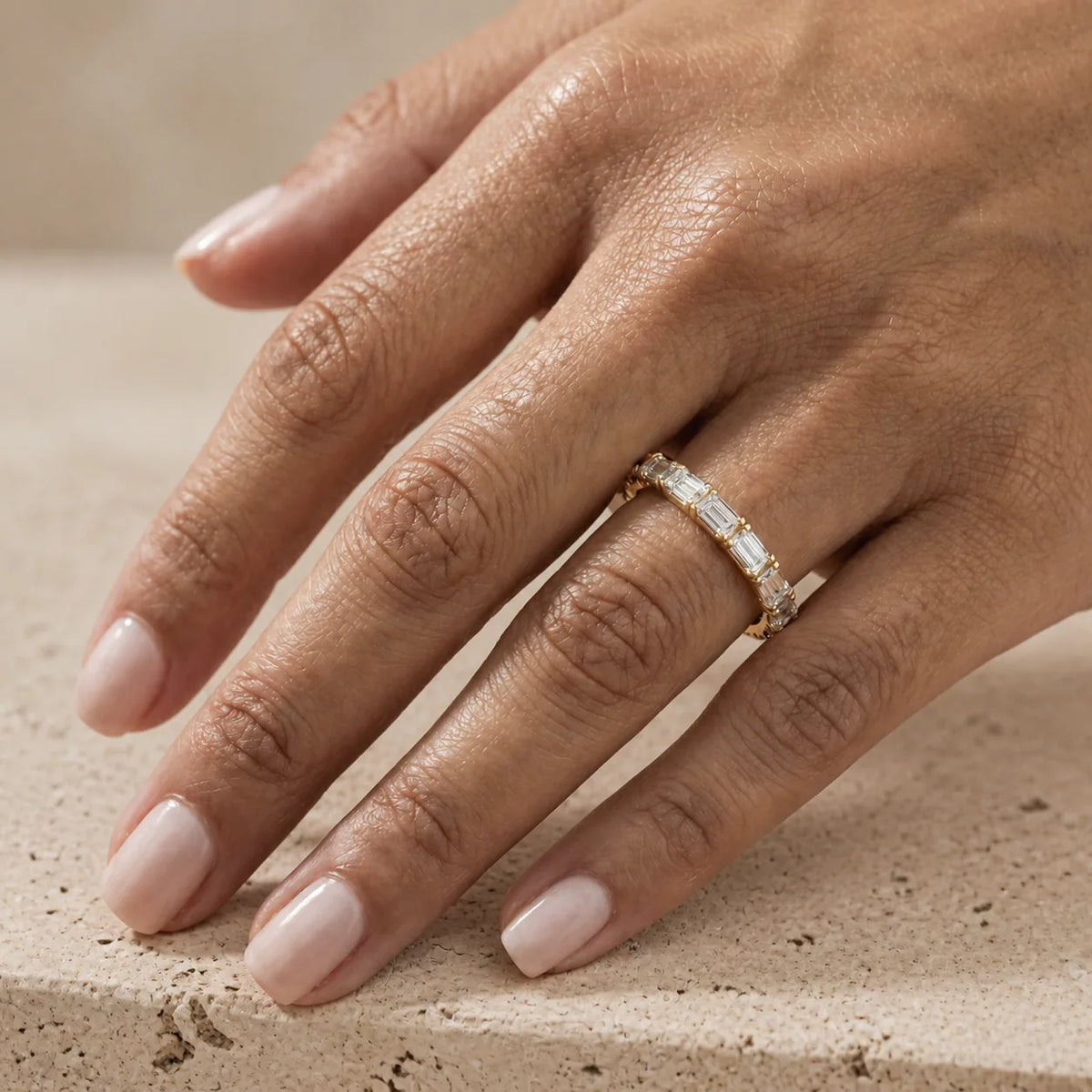 0.80 CTW Baguette Lab-Grown Diamond East-West Half-Eternity Band