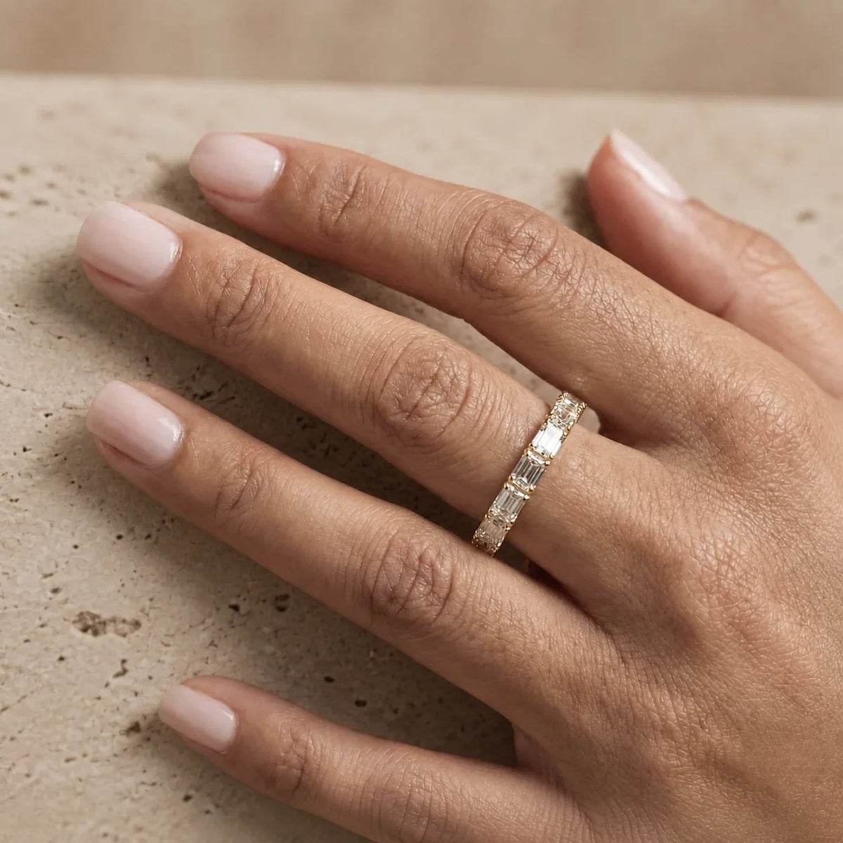 0.80 CTW Baguette Lab-Grown Diamond East-West Half-Eternity Band