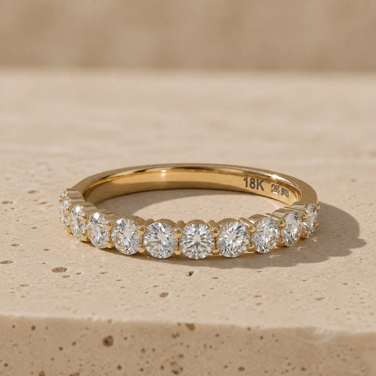 0.80 CTW Round Lab-Grown Diamond Shared-Prong Half-Eternity Band