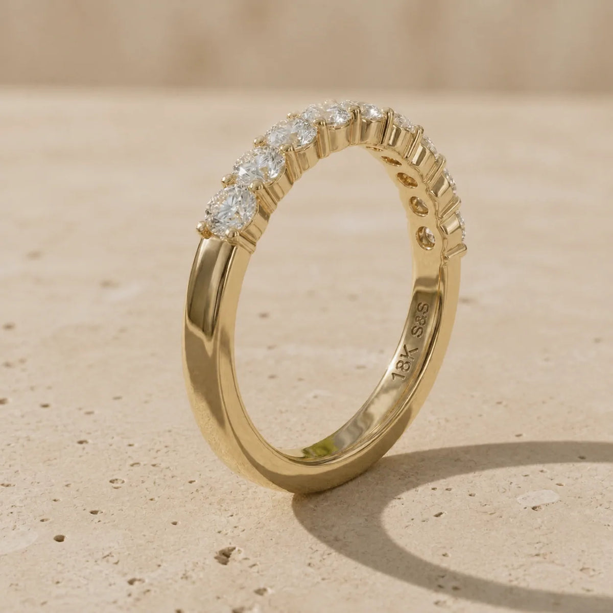 0.80 CTW Round Lab-Grown Diamond Shared-Prong Half-Eternity Band
