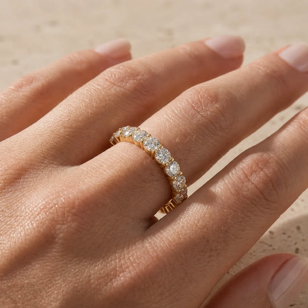 0.80 CTW Round Lab-Grown Diamond Shared-Prong Half-Eternity Band