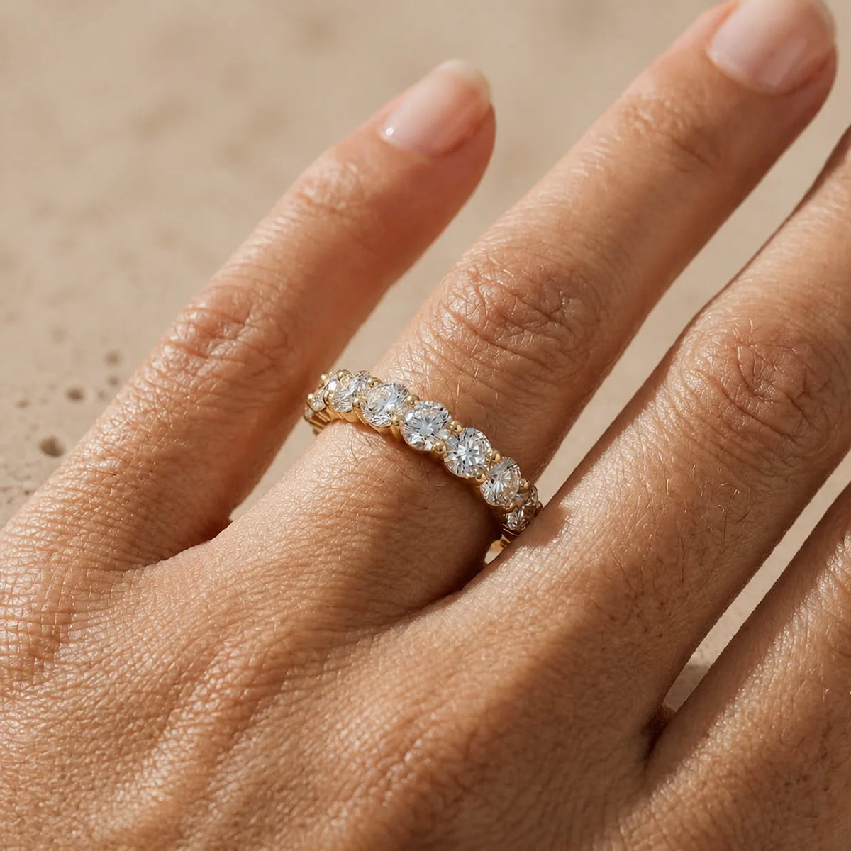 0.80 CTW Round Lab-Grown Diamond Shared-Prong Half-Eternity Band