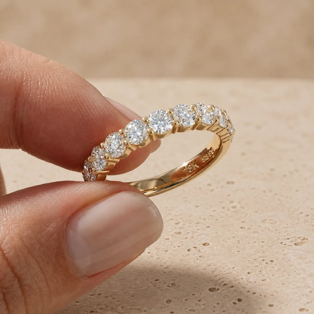 0.80 CTW Round Lab-Grown Diamond Shared-Prong Half-Eternity Band