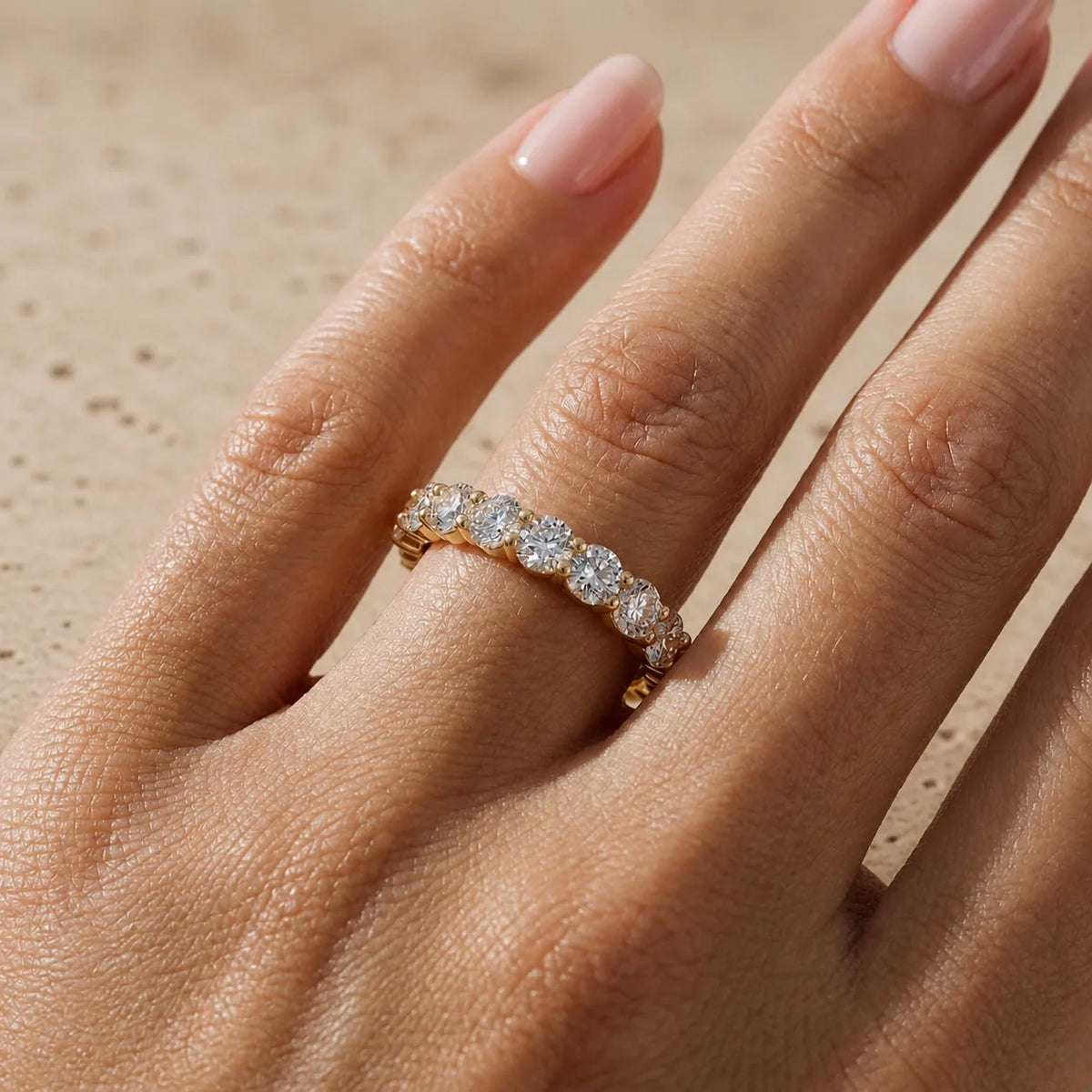 0.80 CTW Round Lab-Grown Diamond Shared-Prong Half-Eternity Band
