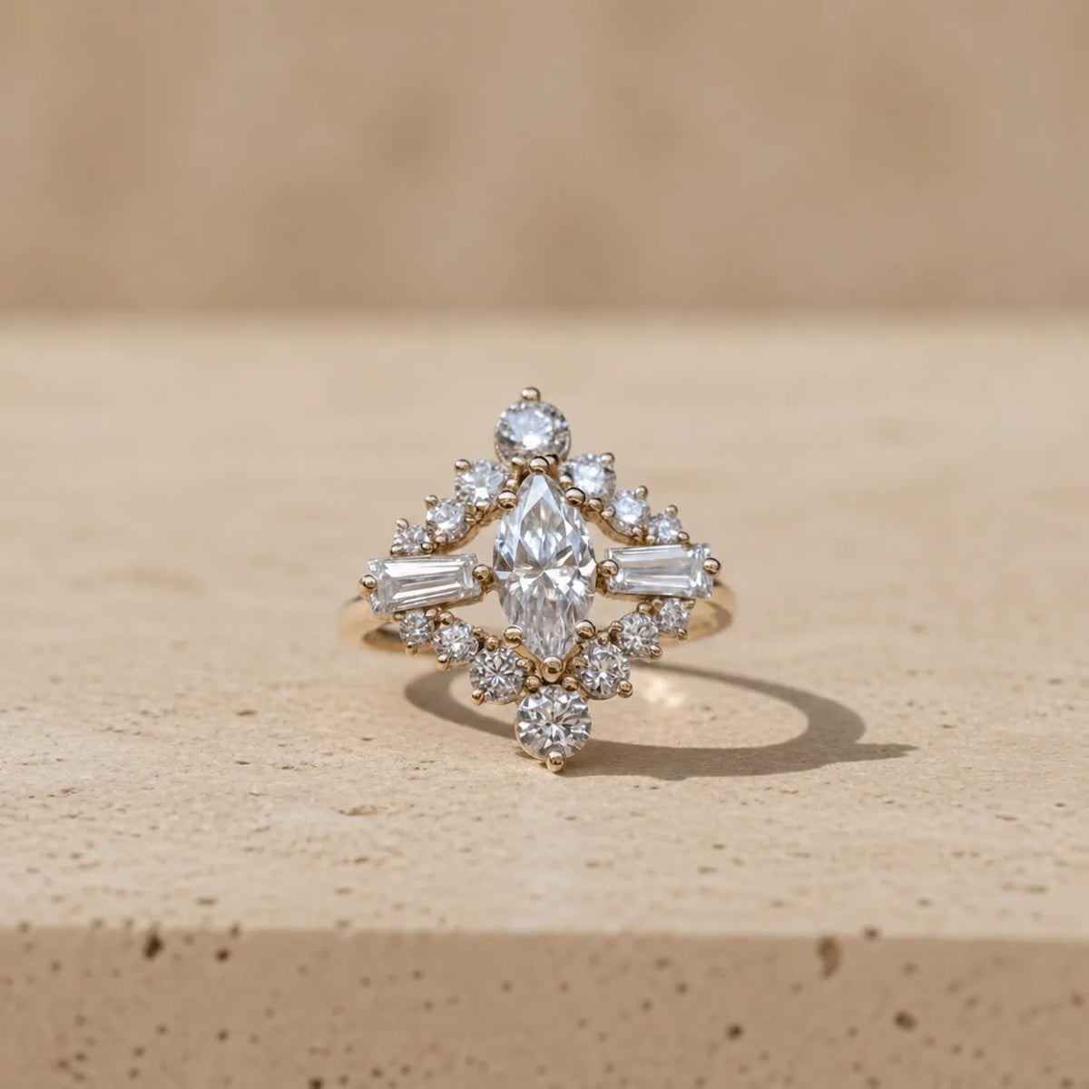 0.8 CT Marquise Cut Lab-Grown Diamond Art Deco-Inspired Cocktail Ring