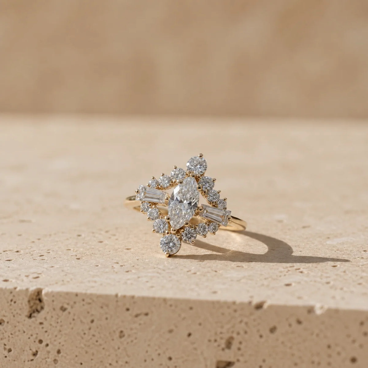 0.8 CT Marquise Cut Lab-Grown Diamond Art Deco-Inspired Cocktail Ring