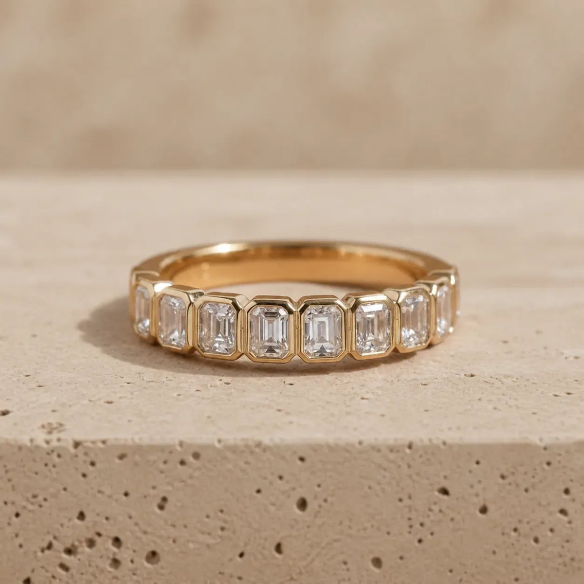 1.05 CTW Emerald Lab-Grown Diamond Bezel-Set Half-Eternity Band
