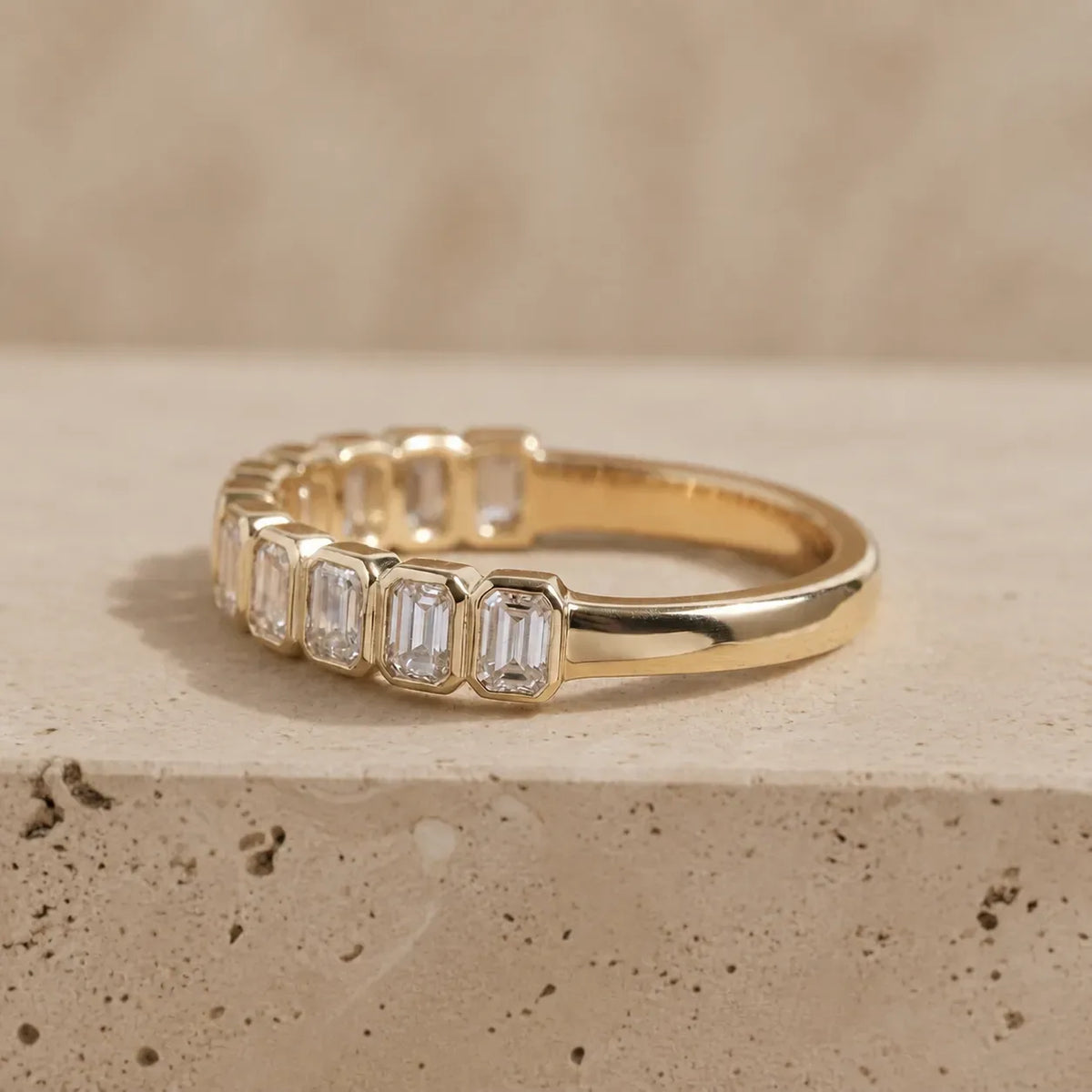 1.05 CTW Emerald Lab-Grown Diamond Bezel-Set Half-Eternity Band