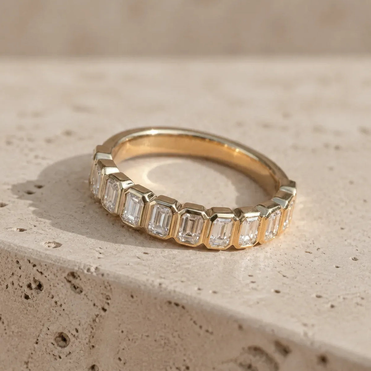 1.05 CTW Emerald Lab-Grown Diamond Bezel-Set Half-Eternity Band