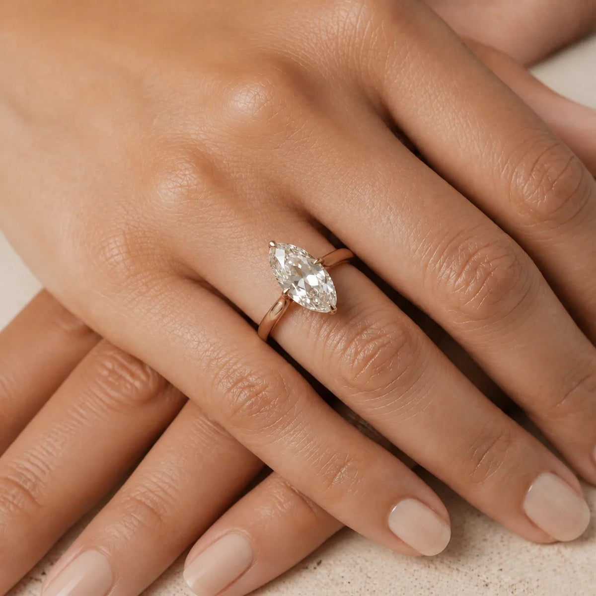 1–3 CT Old Mine Moval Lab-Grown Diamond Engagement Ring