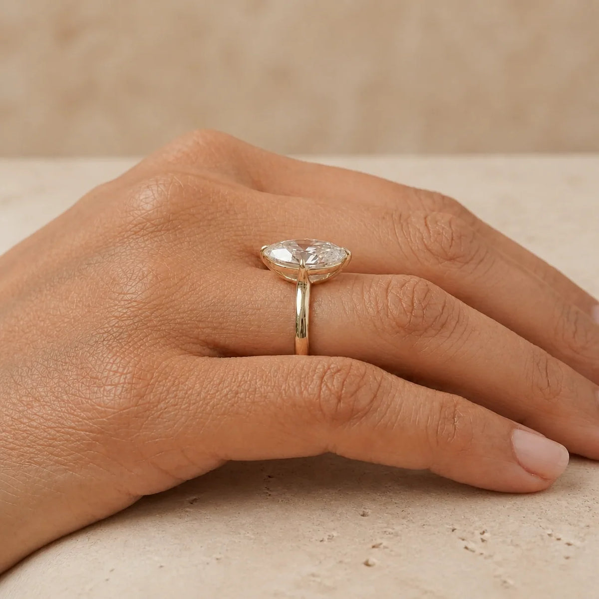 1–3 CT Old Mine Moval Lab-Grown Diamond Engagement Ring