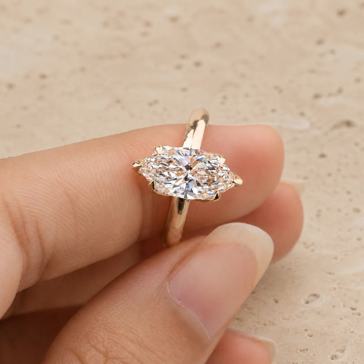 1.49 CT Marquise Lab-Grown Diamond Tulip-Basket Engagement Ring