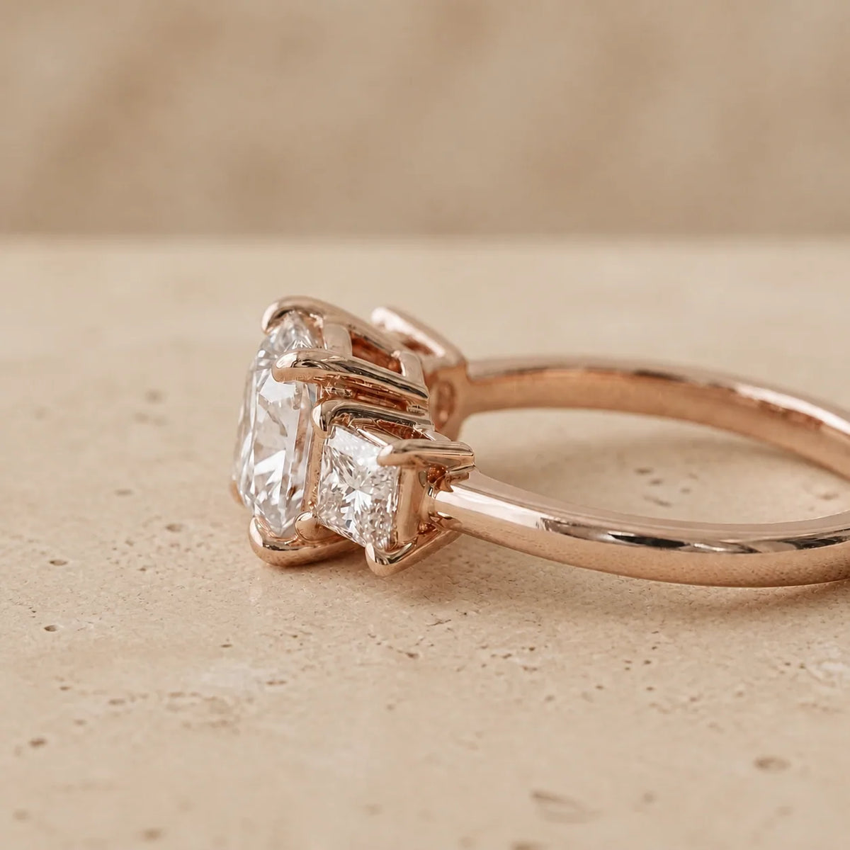 1.5 CT Cushion Lab-Grown Diamond Three-Stone Engagement Ring