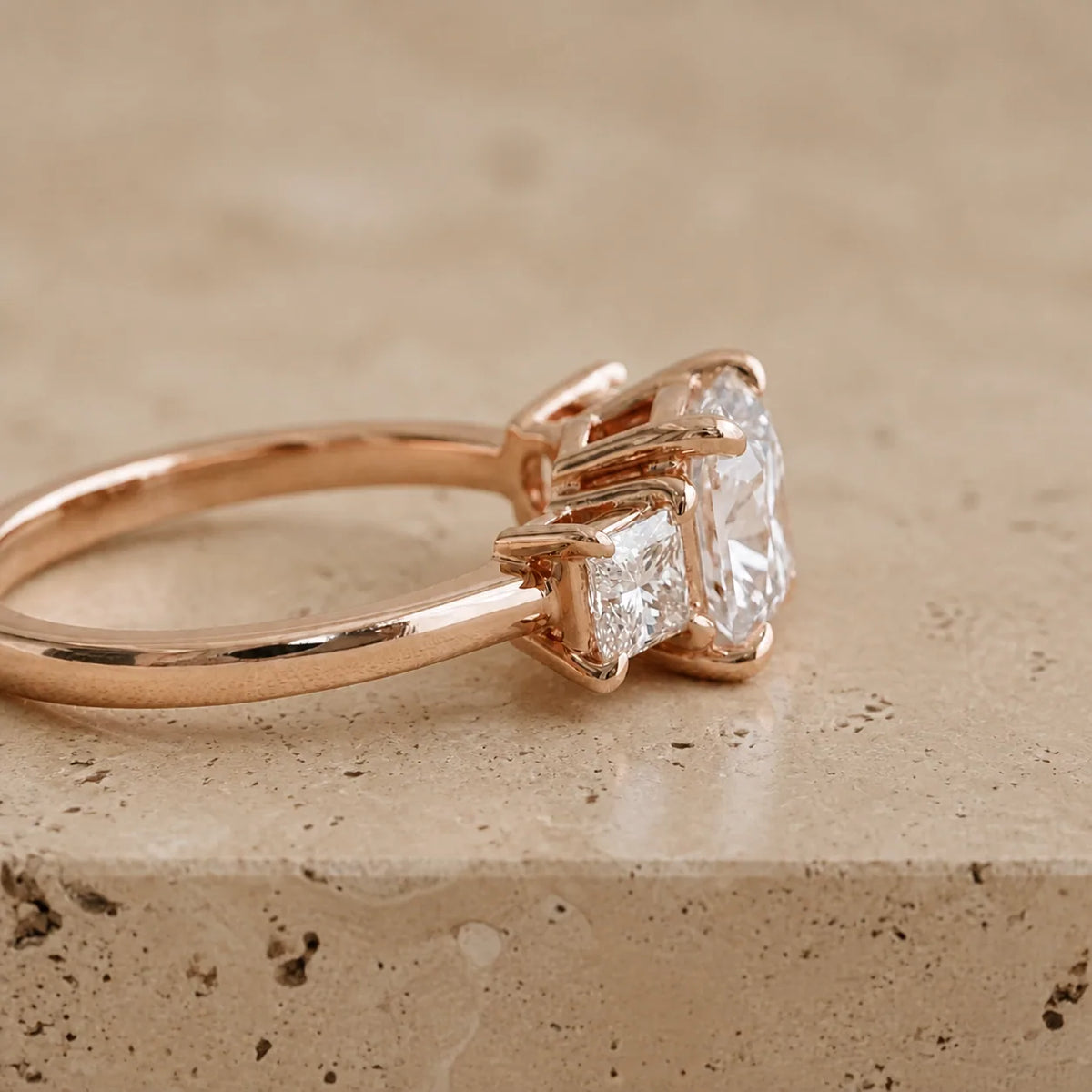 1.5 CT Cushion Lab-Grown Diamond Three-Stone Engagement Ring