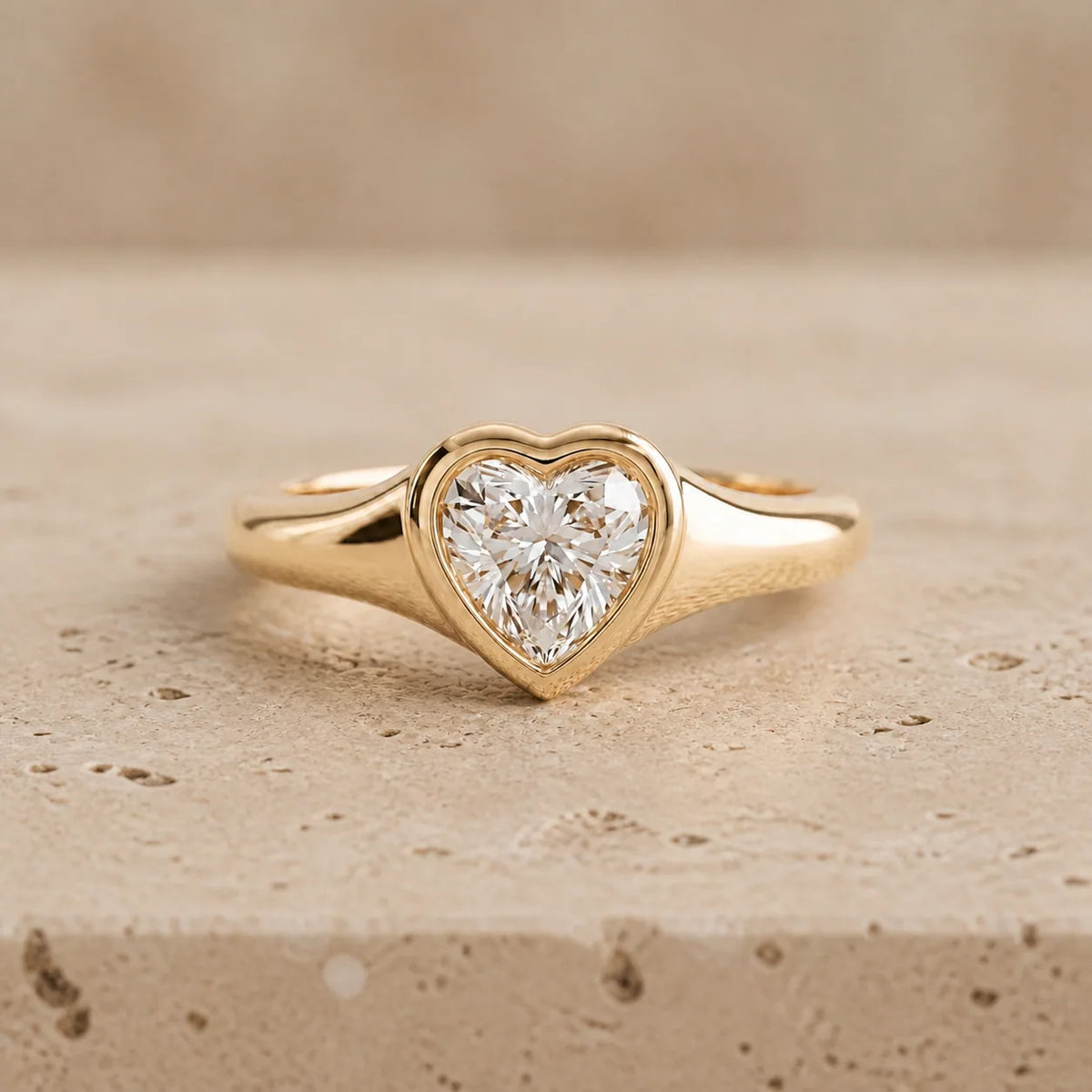 1.5 CT Heart Lab-Grown Diamond Art Deco Flush-Set Signet Ring