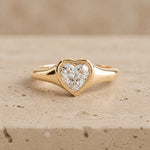 1.5 CT Heart Lab-Grown Diamond Art Deco Flush-Set Signet Ring