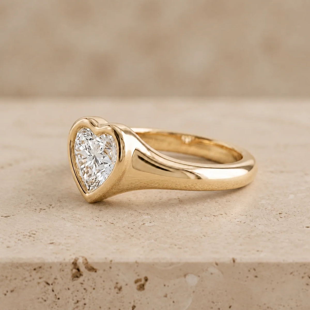 1.5 CT Heart Lab-Grown Diamond Art Deco Flush-Set Signet Ring