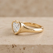 1.5 CT Heart Lab-Grown Diamond Art Deco Flush-Set Signet Ring
