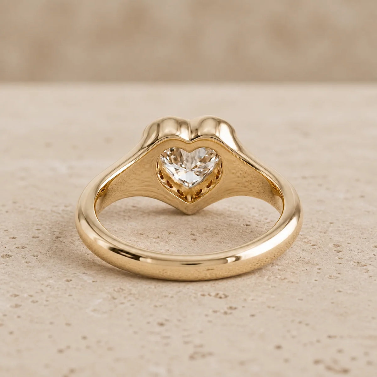 1.5 CT Heart Lab-Grown Diamond Art Deco Flush-Set Signet Ring