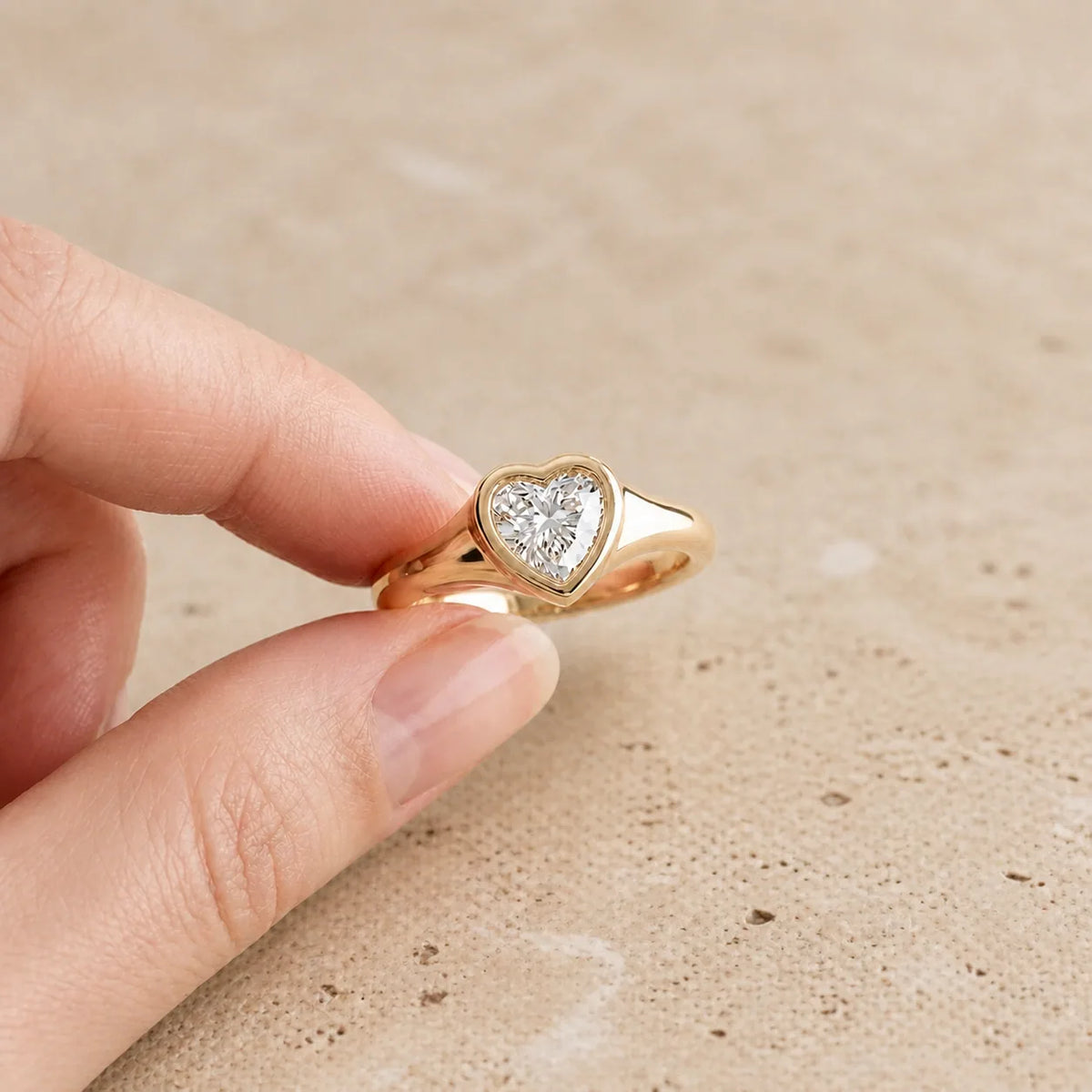 1.5 CT Heart Lab-Grown Diamond Art Deco Flush-Set Signet Ring