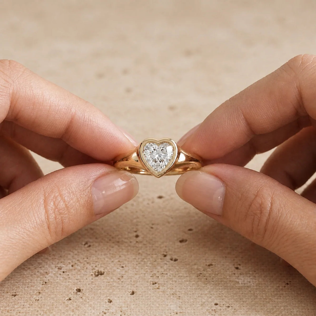 1.5 CT Heart Lab-Grown Diamond Art Deco Flush-Set Signet Ring
