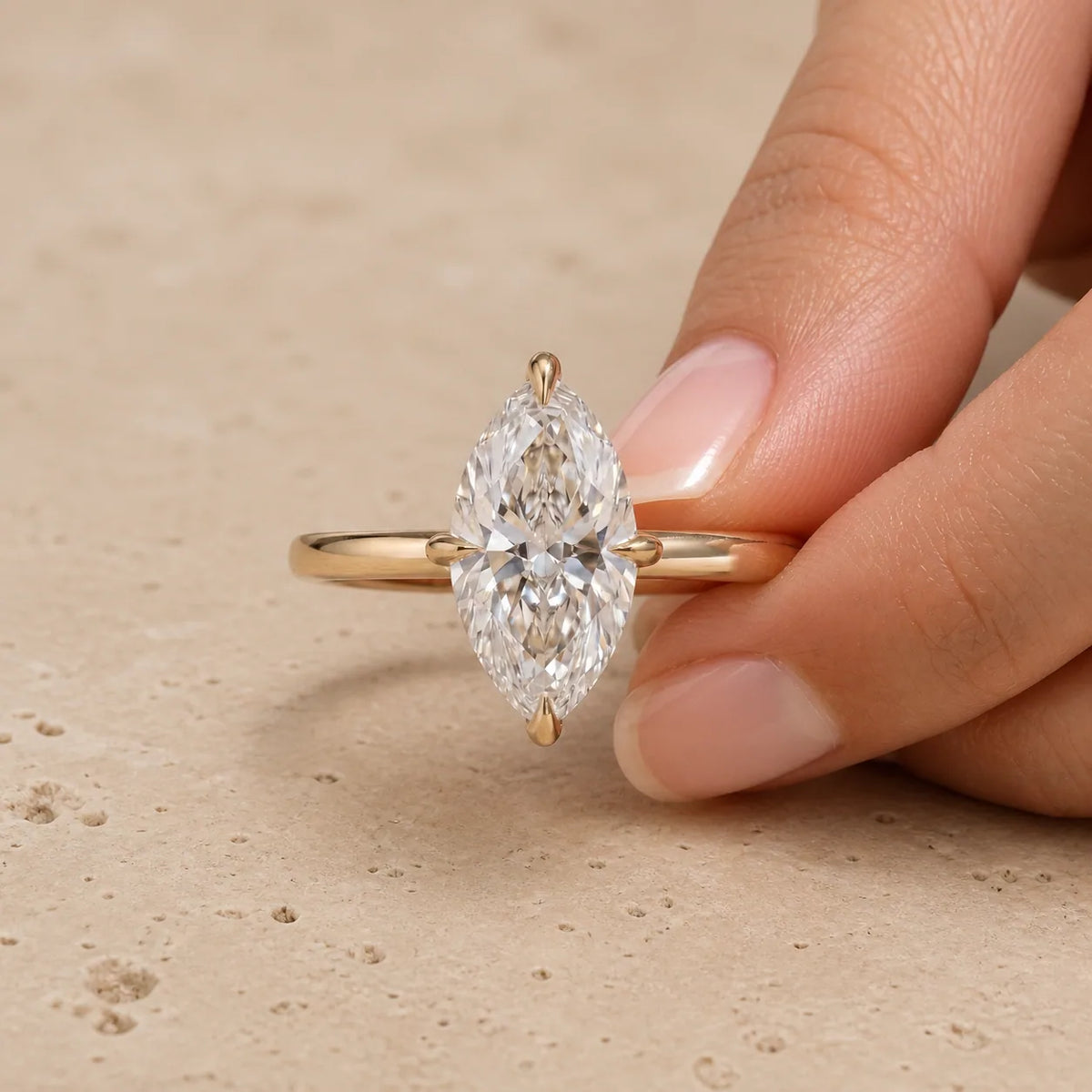 1.5 CT Marquise Lab-Grown Diamond Art Deco Compass-Prong Engagement Ring