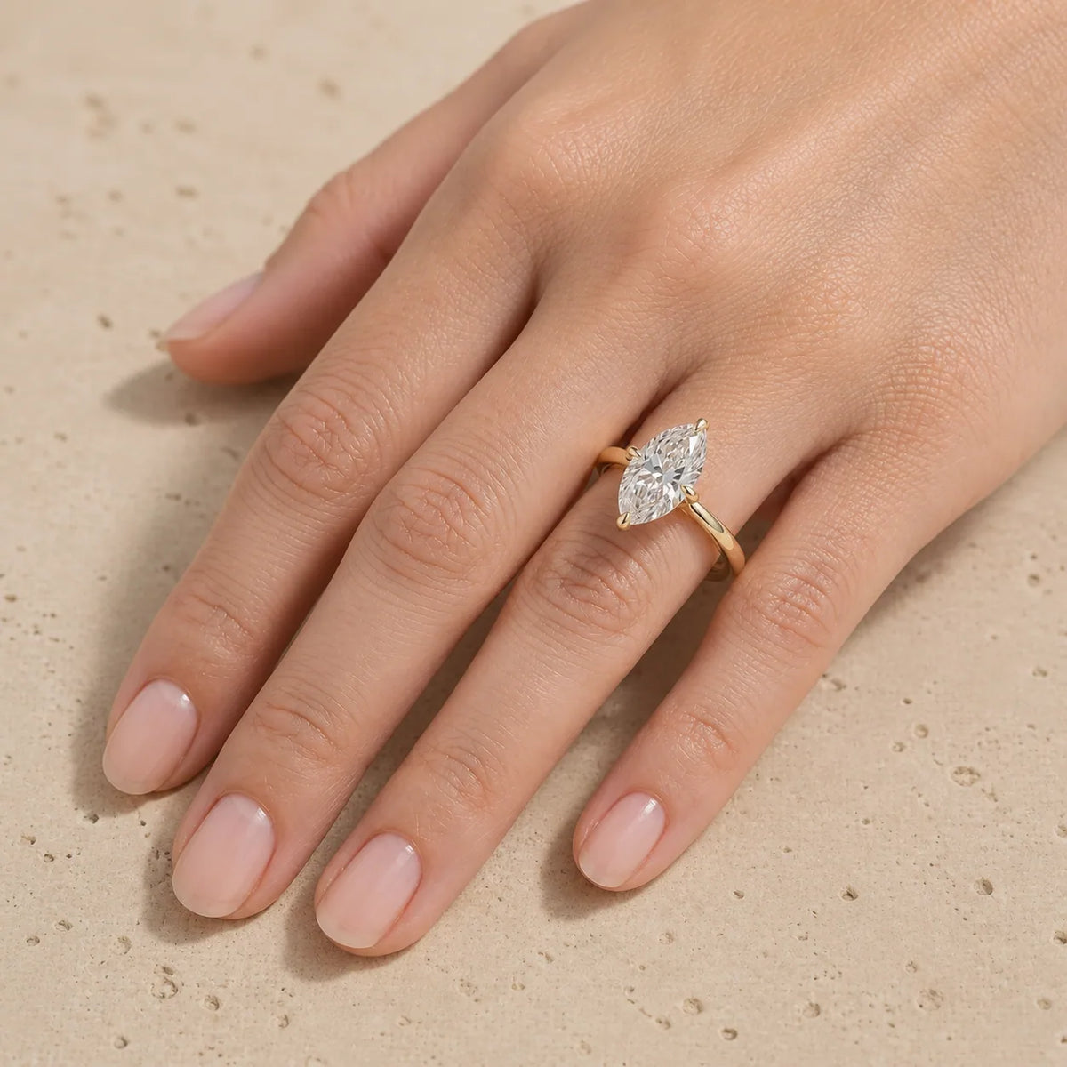 1.5 CT Marquise Lab-Grown Diamond Art Deco Compass-Prong Engagement Ring