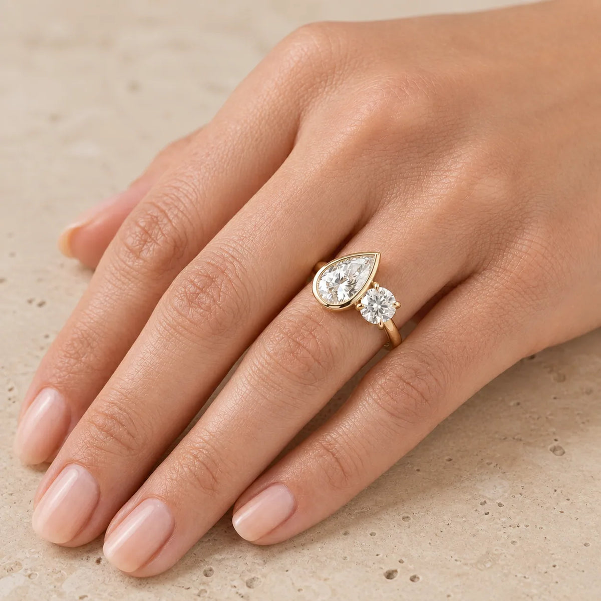 1.7 CT Pear & Round Lab-Grown Diamond Toi et Moi Ring