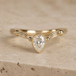 1 CT Pear Lab-Grown Diamond Bezel-Set Nature-Inspired Engagement Ring