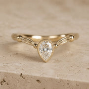 1 CT Pear Lab-Grown Diamond Bezel-Set Nature-Inspired Engagement Ring