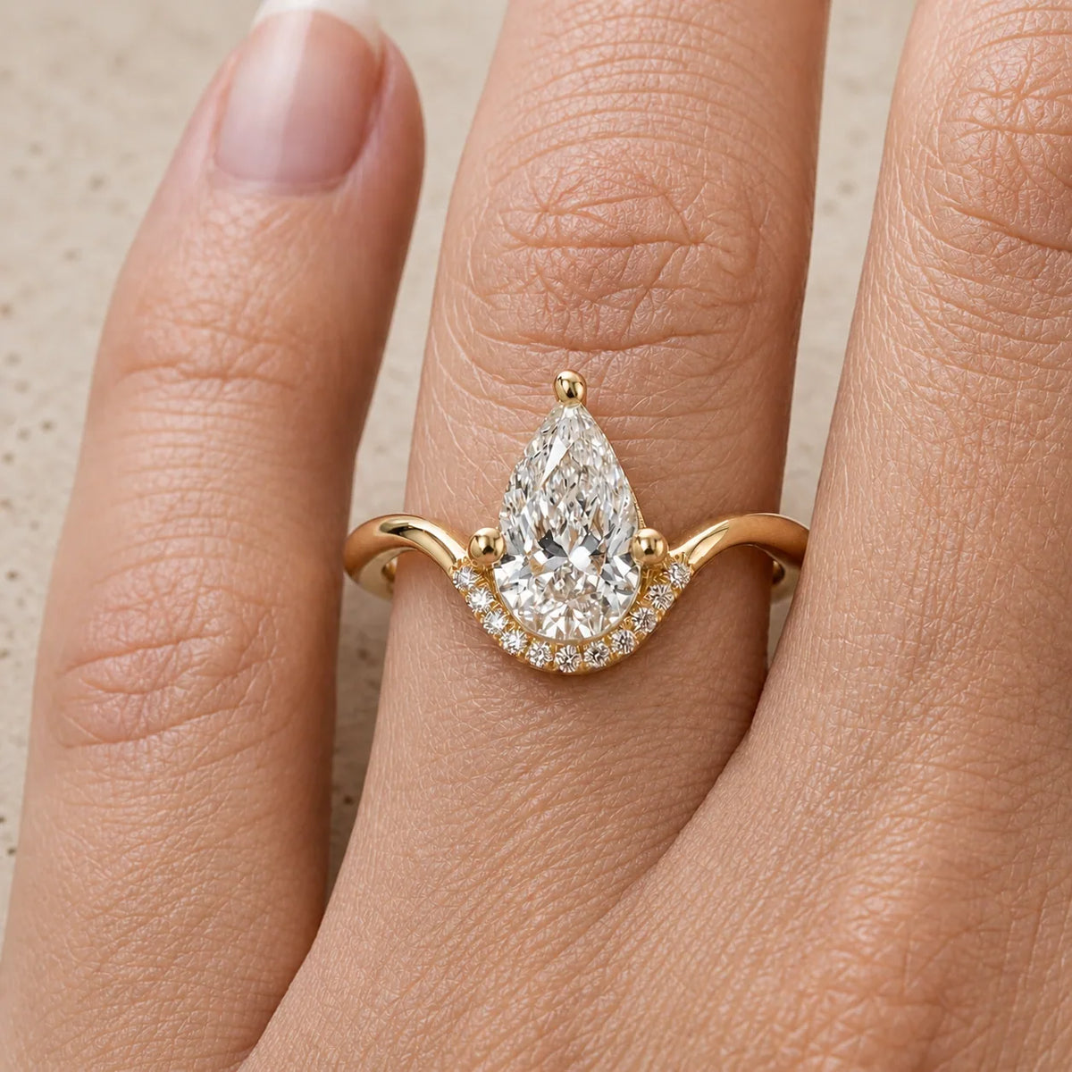 1 CT Pear Lab-Grown Diamond Engagement Ring