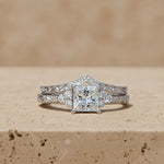 1.25 CT Princess Cut Lab-Grown Diamond Cluster Bridal Ring Set