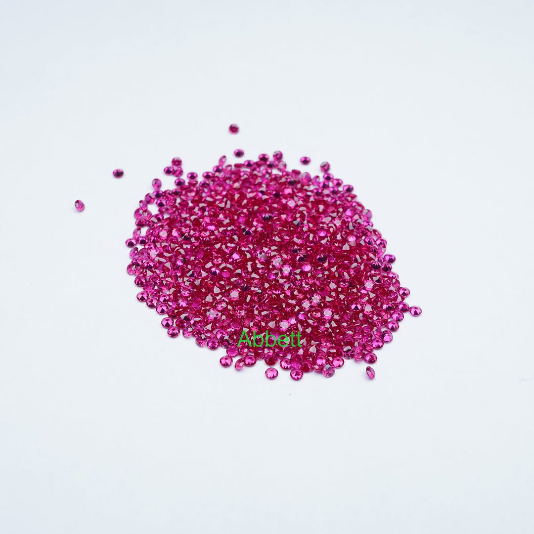 Round melee lab grown ruby