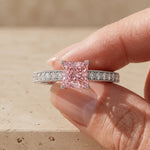 1.2 CT Fancy Pink Princess Cut Lab-Grown Diamond Vintage Milgrain Engagement Ring