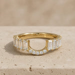 1.30 CTW Emerald & Round Lab-Grown Diamond Contoured Matching Band