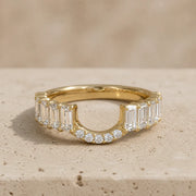 1.30 CTW Emerald & Round Lab-Grown Diamond Contoured Matching Band
