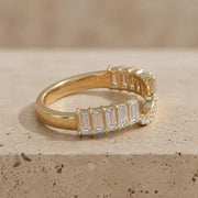 1.30 CTW Emerald & Round Lab-Grown Diamond Contoured Matching Band