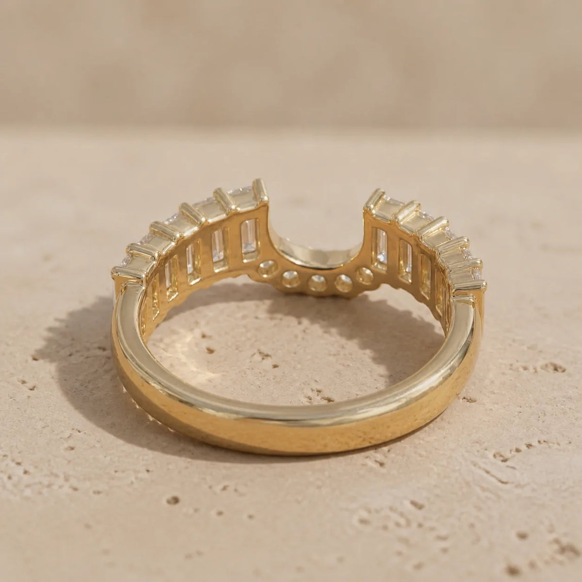 1.30 CTW Emerald & Round Lab-Grown Diamond Contoured Matching Band