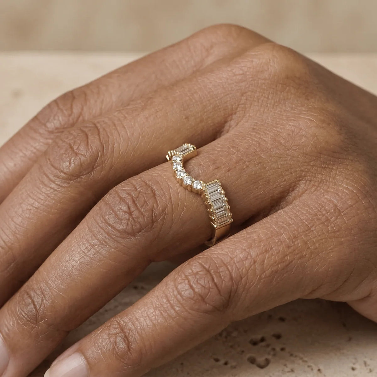 1.30 CTW Emerald & Round Lab-Grown Diamond Contoured Matching Band