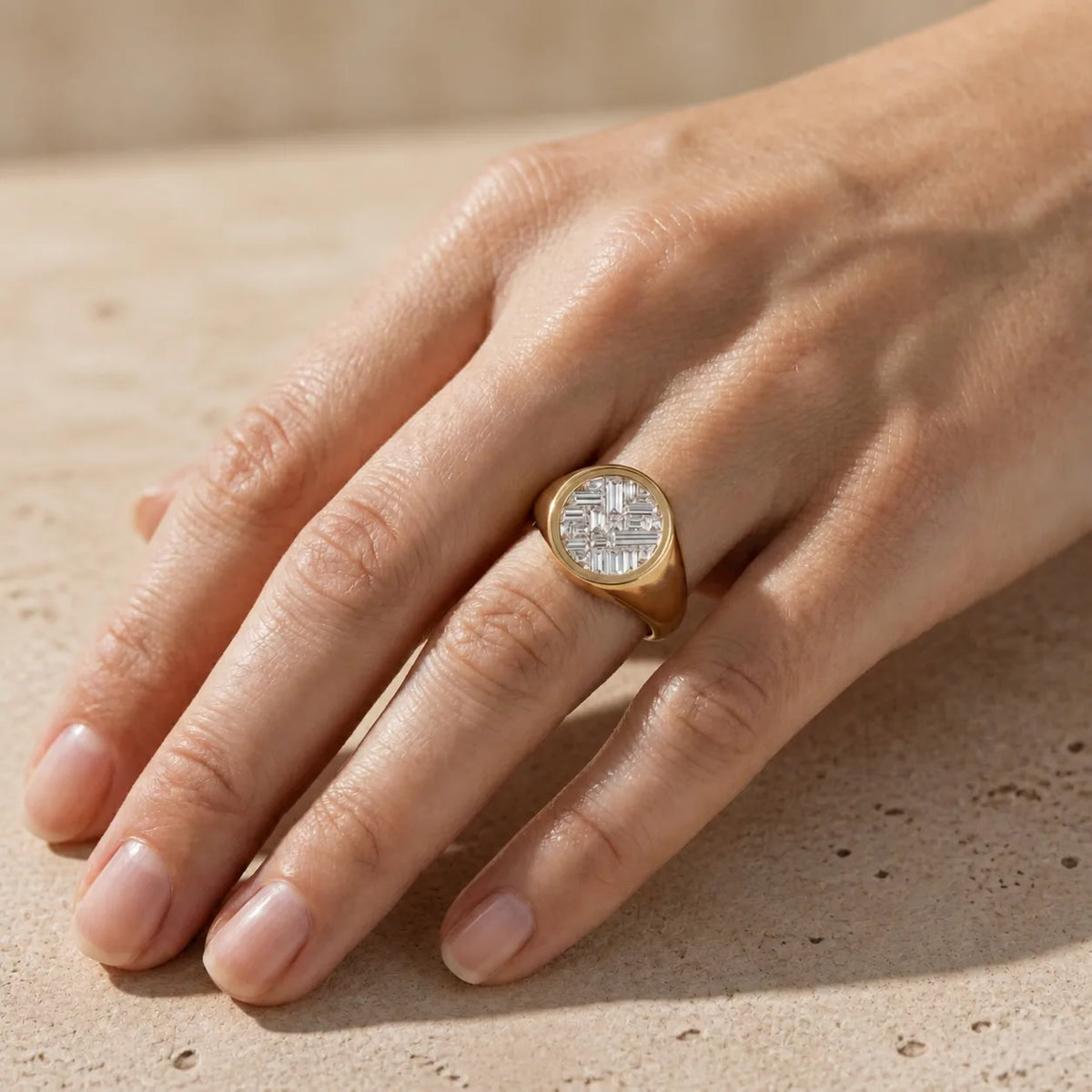 1.5 CT Baguette Cut Lab-Grown Diamond Bezel-Set Signet Ring