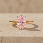 1.5 CT Fancy Pink Elongated Cushion Cut Lab-Grown Diamond Tulip-Set Solitaire Engagement Ring