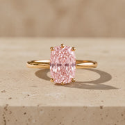 1.5 CT Fancy Pink Elongated Cushion Cut Lab-Grown Diamond Tulip-Set Solitaire Engagement Ring
