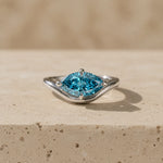 1.5 CT Fancy Vivid Blue Marquise Cut Lab-Grown Diamond Bypass Solitaire Engagement Ring