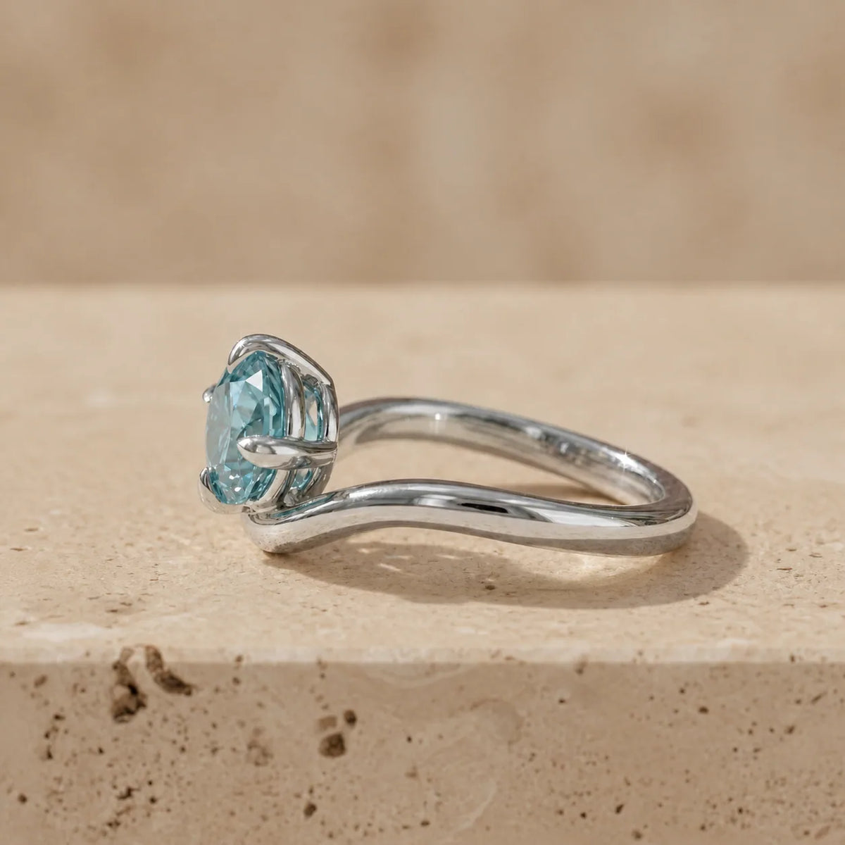 1.5 CT Fancy Vivid Blue Marquise Cut Lab-Grown Diamond Bypass Solitaire Engagement Ring