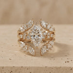 1.5 CT Marquise Cut Lab-Grown Diamond Cluster Bridal Ring Set