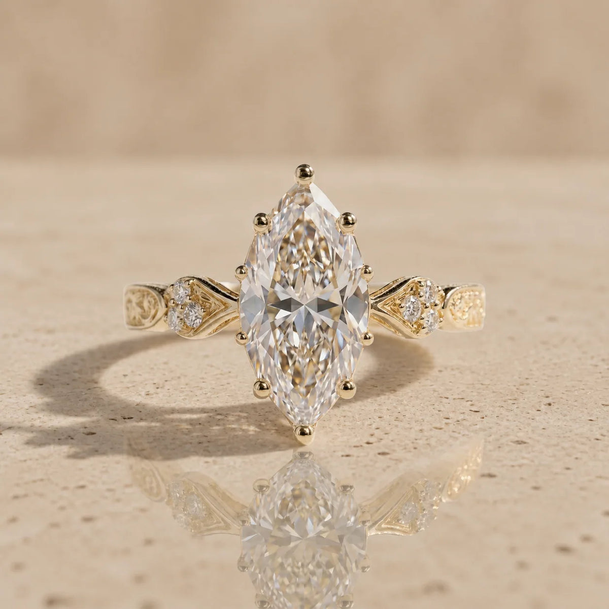 1.5 CT Marquise Cut Lab-Grown Diamond Cluster Engagement Ring