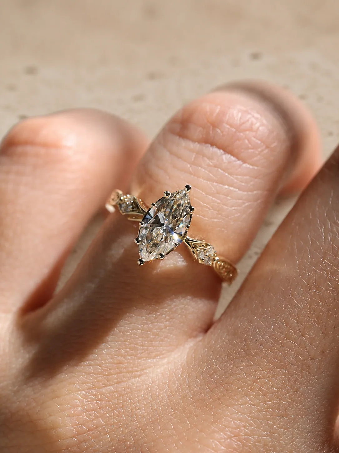 1.5 CT Marquise Cut Lab-Grown Diamond Cluster Engagement Ring