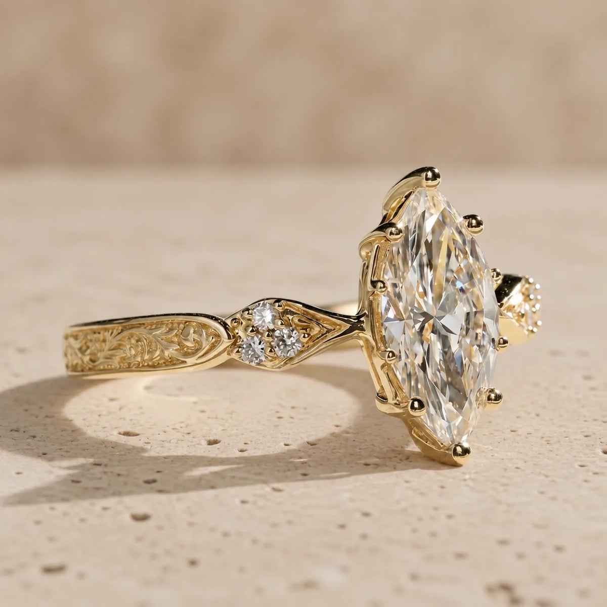 1.5 CT Marquise Cut Lab-Grown Diamond Cluster Engagement Ring
