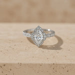 1.5 CT Marquise Cut Lab-Grown Diamond Halo Engagement Ring